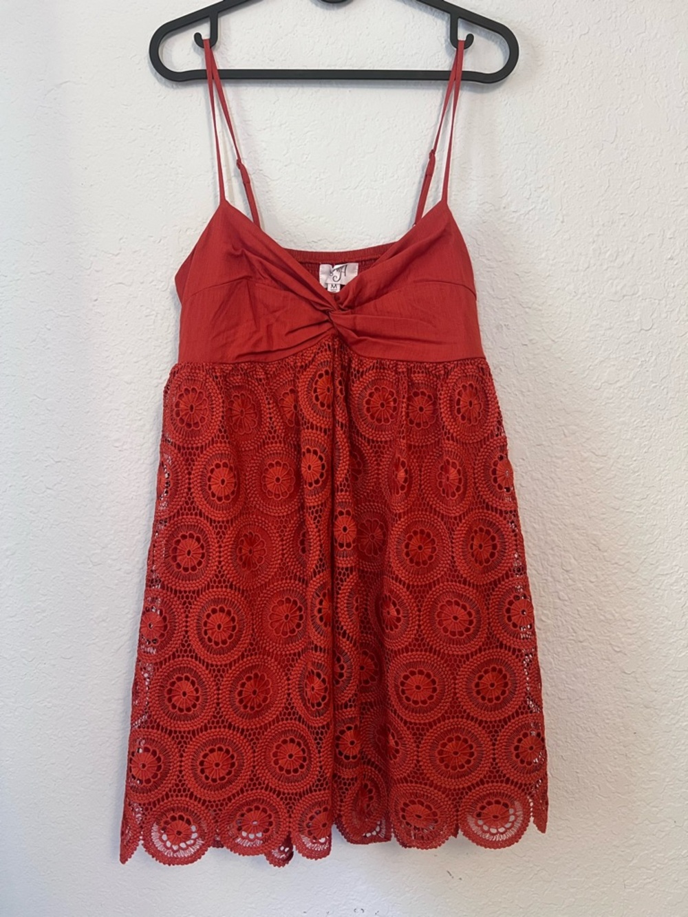 Orange Crochet Lace Spaghetti Strap Dress